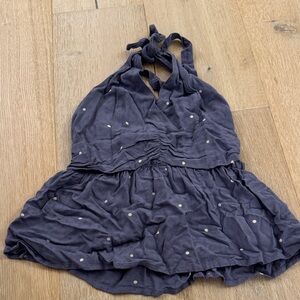 Abercrombie & Fitch Navy Halter Top with White Polka Dots